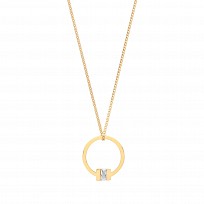 Gold Plated Circle CZ Pendant Necklace
