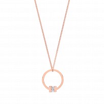 Rose Gold Plated Circle CZ Pendant Necklace