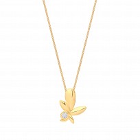 Gold Plated CZ Olive Leaf Pendant Necklace