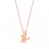 Rose Gold Plated CZ Olive Leaf Pendant Necklace