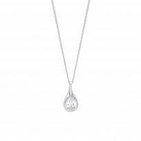 925 Sterling Silver Rhodium Plated Tear Drop Pendant Necklace