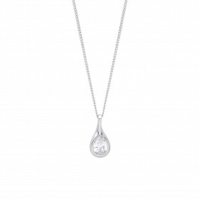 925 Sterling Silver Rhodium Plated Tear Drop Pendant Necklace