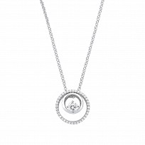 Silver CZ Fancy Circle Pendant Necklace