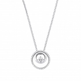 Silver CZ Fancy Circle Pendant Necklace