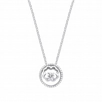 Silver CZ Fancy Circle Pendant Necklace