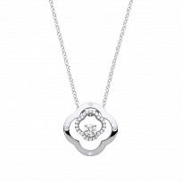 Silver CZ Flower Shape Fancy Pendant Necklace
