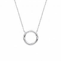 Silver Necklace With CZ Polo Circle Charm