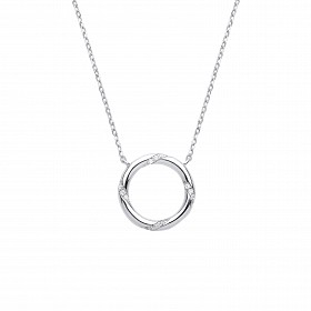 Silver Necklace With CZ Polo Circle Charm