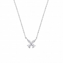 Silver CZ Necklace With Flower Charm