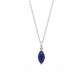 Silver Necklace With Marquise Shape Sapphire Stone
