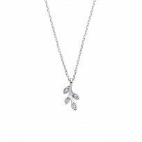 Silver Necklace With Leaf Drop Pendant