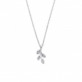 Silver Necklace With Leaf Drop Pendant