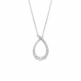 Silver CZ Fancy Pendant Necklace