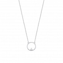 Silver CZ Circle Pendant Necklace