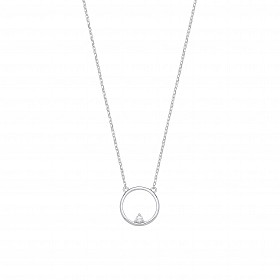 Silver CZ Circle Pendant Necklace