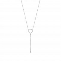 Silver CZ Heart Pendant Necklace