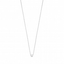 Silver CZ Single Stone Pendant Necklace
