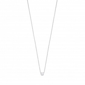Silver CZ Single Stone Pendant Necklace