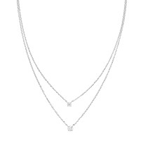 Silver Double Chain CZ Necklace