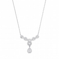Silver CZ Fancy Pendant Necklace