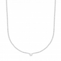 Silver CZ Tennis Choker Necklace With Pendant (+ Extension)