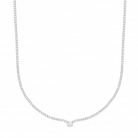 Silver CZ Tennis Choker Necklace With Pendant (+ Extension)