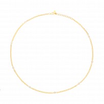 Gold Plated CZ Curb Fancy Necklace (+ Ext)