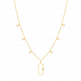 Gold Plated CZ Fancy Pendant Necklace (+ Ext)