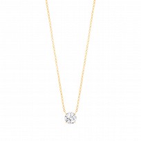 Gold Plated Necklace With 8mm CZ Round Pendant