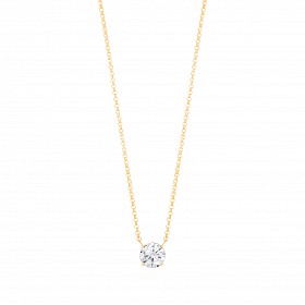 Gold Plated Necklace With 8mm CZ Round Pendant