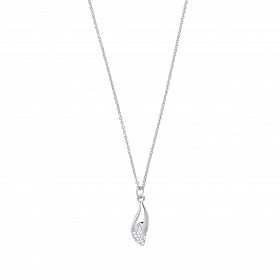Silver CZ Petal Pendant Necklace