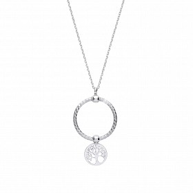 Silver Circle & Tree Of Life Pendant Necklace