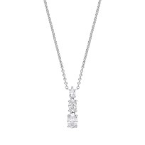 Silver Triple CZ Pendant Necklace