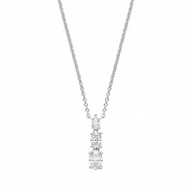 Silver Triple CZ Pendant Necklace