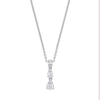 Silver Triple CZ Pendant Necklace