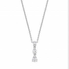 Silver Triple CZ Pendant Necklace