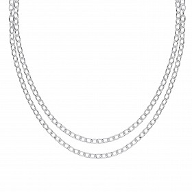 Silver Double Cable Link Chain With Extension