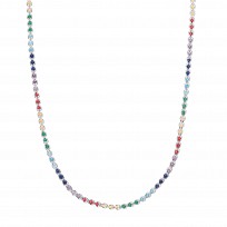 Silver Multicolour CZ Beaded Hoop Link 18