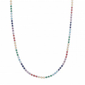 Silver Multicolour CZ Beaded Hoop Link 18