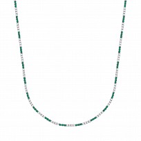 Silver CZ & Emerald Claw Set Tennis Necklace