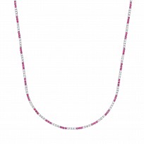 Silver CZ & Ruby Claw Set Tennis Necklace