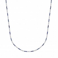 Silver CZ & Sapphire Claw Set Tennis Necklace
