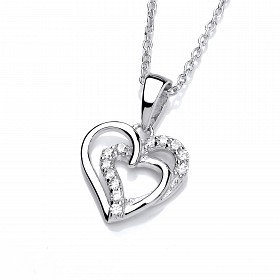 Silver CZ Intertwined Hearts Pendant & Necklace