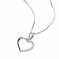 Silver CZ Heart Pendant With Chain