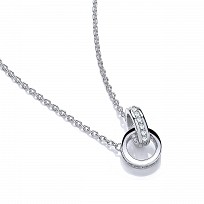 Silver Cubic Zirconia Entwined Hoop Pendant & Chain