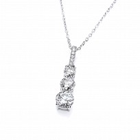 Silver CZ Trio Drop Pendant & Necklace