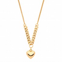 Gold Plated Fancy Heart Pendant Necklace