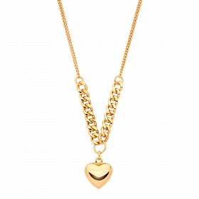 Gold Plated Fancy Heart Pendant Necklace