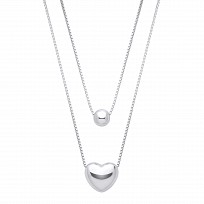 Silver Puffed Heart Pendant Necklace