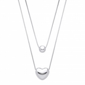 Silver Puffed Heart Pendant Necklace